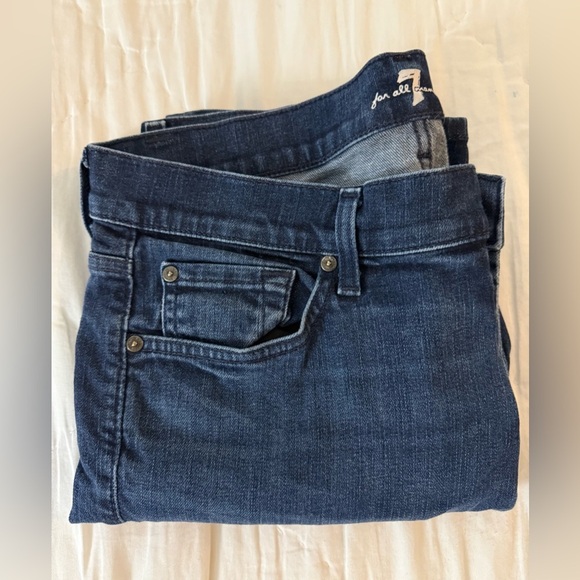 7 For All Mankind Slimmy Men’s Jeans 34x28 Dark Wash Slim Straight Fit Denim - Picture 12 of 12